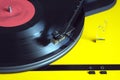 Turntable with vinyl record closeup Royalty Free Stock Photo