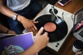 Turntable Vinyl Record DJ Scratch Music Entertainment Concept Royalty Free Stock Photo