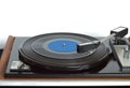 Turntable in wooden case front view isolated Royalty Free Stock Photo