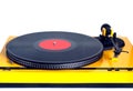 Turntable in yellow case front view isolated Royalty Free Stock Photo