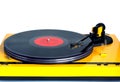 Turntable in yellow case front view isolated Royalty Free Stock Photo