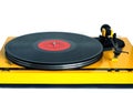 Turntable in yellow case front view isolated Royalty Free Stock Photo