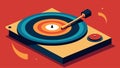The turntables needle delicately dances across the record producing a soothing and rhythmic melody. Vector illustration.
