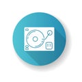 Turntablism blue flat design long shadow glyph icon Royalty Free Stock Photo