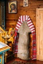 Turov, Belarus. Stone Cross Inside Orthodox Church Of All Saints Royalty Free Stock Photo