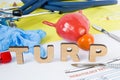 TURP Medical surgery urology abbreviation or acronym of transurethral resection of prostate gland, surgical operation on prostate.