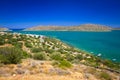 Turquise water of Mirabello bay at the coastline of Crete, Greece Royalty Free Stock Photo