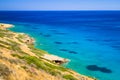 Turquise water of Mirabello bay at the coastline of Crete, Greece