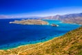 Turquise water of Mirabello bay at the coastline of Crete, Greece Royalty Free Stock Photo