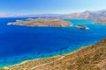 Turquise water of Mirabello bay with Spinalonga island Royalty Free Stock Photo