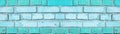 Turquoise abstract damaged rustic brick wall brickwork stonework masonry texture background banner panorama panoramic pattern Royalty Free Stock Photo