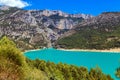 Turquoise alpine lake among the high mountains. Royalty Free Stock Photo