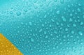 Turquoise aluminum can with water drops macro shot Royalty Free Stock Photo