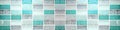 Turquoise aquamarine gray grey white abstract grunge seamless glass rectangle mosaic tile mirror wall texture background banner