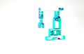 Turquoise Assembly line icon isolated on white background. Automatic production conveyor. Robotic industry concept