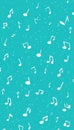 Turquoise Background With Dancing Musical Notes, Music Seamless Pattern, Notes Symbol Pattern Royalty Free Stock Photo