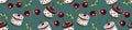 Color seamless pattern of cherries and chocolate and cream cakes on a turquoise background.