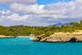 Turquoise beach bay Cala Mondrago Samarador Mallorca Balearic Islands Spain. Royalty Free Stock Photo