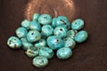 Turquoise beads on bronze
