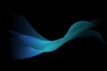 Turquoise blue abstract wave lines flowing horizontally on a black background, ideal for technology, music, science and the Royalty Free Stock Photo