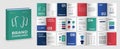 Turquoise and Blue Brand Guidelines template. Brand Manual presentation in A4 size. Logo Guideline mockup. Logo Guide