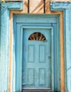 Turquoise blue door in Santa Fe, New Mexico