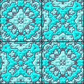 Turquoise blue floral ceramic tiles seamless pattern texture Royalty Free Stock Photo