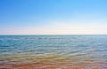 Turquoise blue sea horizon, clear sky