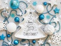 Turquoise blue and silver festive christmas decorations