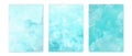 Turquoise, blue watercolor wash textures set. Invitation, card template. Abstract pattern design. Royalty Free Stock Photo