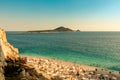 Turquoise blue waters of a lagoon in the Mediterranean Sea overlooking Kaputas Beach Royalty Free Stock Photo