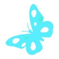 Turquoise butterfly silhouette semi flat color vector object
