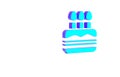 Turquoise Cake with burning candles icon isolated on white background. Happy Birthday. Minimalism concept. 3d Royalty Free Stock Photo