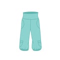 Turquoise capri pants with pockets.