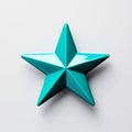 Turquoise Ceramic Star On White Background - Hyper-realistic Symbolic Identity