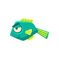 Turquoise Cheeky Fantastic Aquarium Tropical Fish Cartoon Character