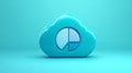 Turquoise cloud with a pie chart embedded on a sleek cyan surface, symbolizing streamlined data visualization and cloud computi