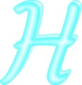 Turquoise color alphabet h with 3d effect isolated on white surface , computer generated design