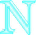 Turquoise color alphabet n with 3d effect isolated on white surface , computer generated design