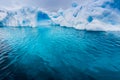 Turquoise color under an iceberg in Antarctica