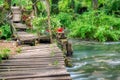 Turquoise color of water in the summer on the river Janj Royalty Free Stock Photo