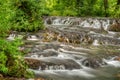 Turquoise color of water in the summer on the river Janj Royalty Free Stock Photo