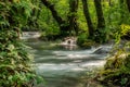 Turquoise color of water in the summer on the river Janj Royalty Free Stock Photo