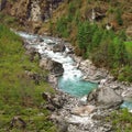 Turquoise colored river Dudh Kosi.