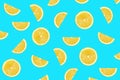 Turquoise colorful pattern of lemon slices