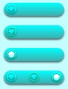 Turquoise convex long button, off, selected and pu