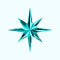 Turquoise Crystal Eight Pointed Star. Beautiful blue geo sign icon, wind rose, Christmas Star. Decor for Greeting Cards, Christmas Royalty Free Stock Photo