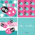 Turquoise cute ladybird illustration Royalty Free Stock Photo