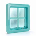 Turquoise Decorative Window Frame with Frosted Glass on White Background Royalty Free Stock Photo