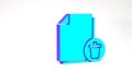 Turquoise Delete file document icon isolated on white background. Paper sheet with recycle bin sign. Rejected document